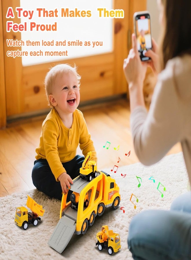 Nicmore Construction Truck Toddler Toys Car: Toys for 1 2 3 4 Year Old Boy 5 in 1 Carrier Toys for Kids Age 1-3 2-4| 18 Months 2 Year Old Boy Christmas Birthday Gifts - Image 4